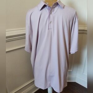 Greg Norman men's Play Dry ML75 golf polo shirt. Lavender striped pattern. XL.